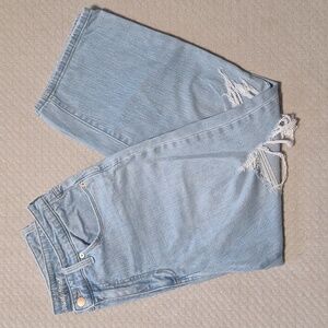 Universal Thread High Rise Straight Crop Jeans | Light Wash Destressed | Size 14